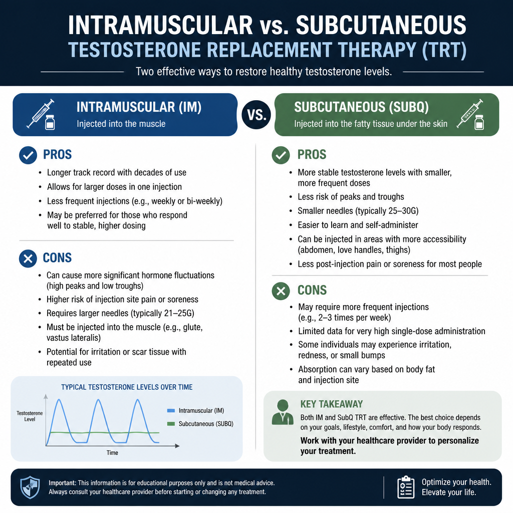 Intramuscular vs. Subcutaneous Testosterone Replacement Therapy (TRT): Pros and Cons