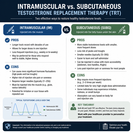 Intramuscular vs. Subcutaneous Testosterone Replacement Therapy (TRT): Pros and Cons